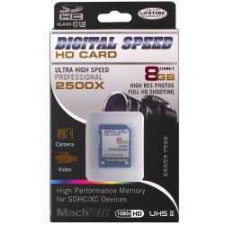 Digital Speed 2500X 8GB Professional High Speed Mach III 350MB/s Error Free (SDHC) HD Memory Card Class 10