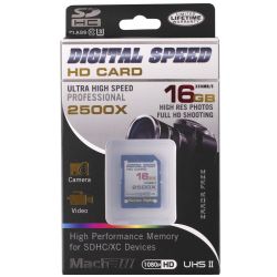 Digital Speed 2500X 16GB Professional High Speed Mach III 350MB/s Error Free (SDHC) HD Memory Card Class 10