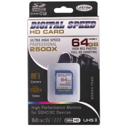 Digital Speed 2500X 64GB Professional High Speed Mach III 350MB/s Error Free (SDHC) HD Memory Card Class 10